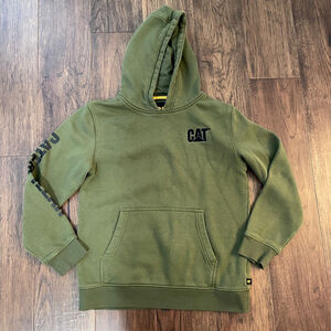 Boys CAT Green Hoodie Sweatshirt XXL with Black Logo